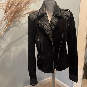 Just Cavalli suede and leather jacket with lots of fun details. Size 44 IT.